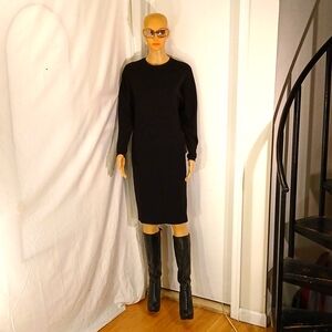 🔥 Gianfranco Ferre (Italy) Black Wool Blend Knit Dress.